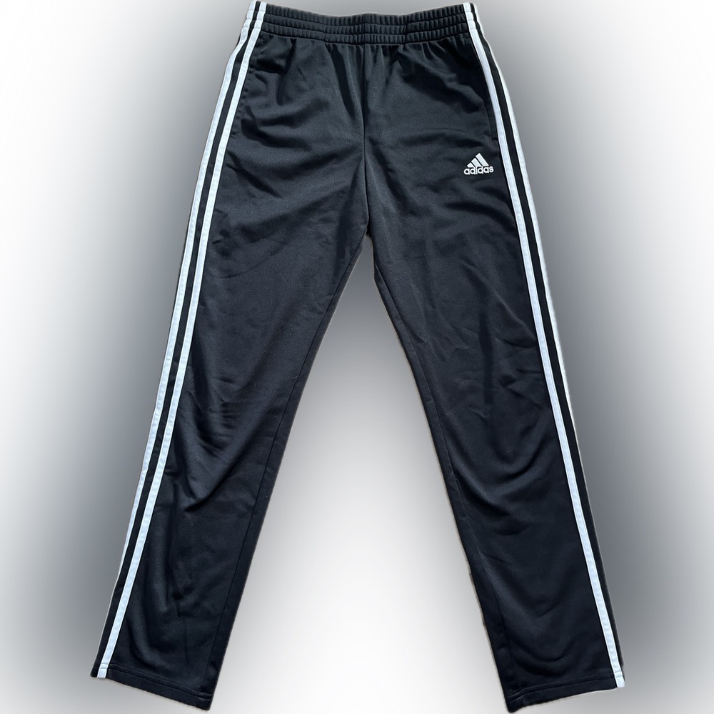 Adidas Athletic Sweatpants Black w/ White Stripes Girls Size 14/16 L EUC